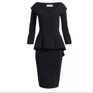 Chiara Boni Zoya Long-Sleeve Peplum Sheath Dress